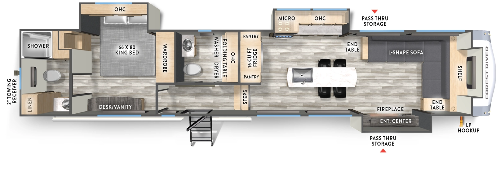 Wildcat Fifth Wheels 37PUB Floorplan